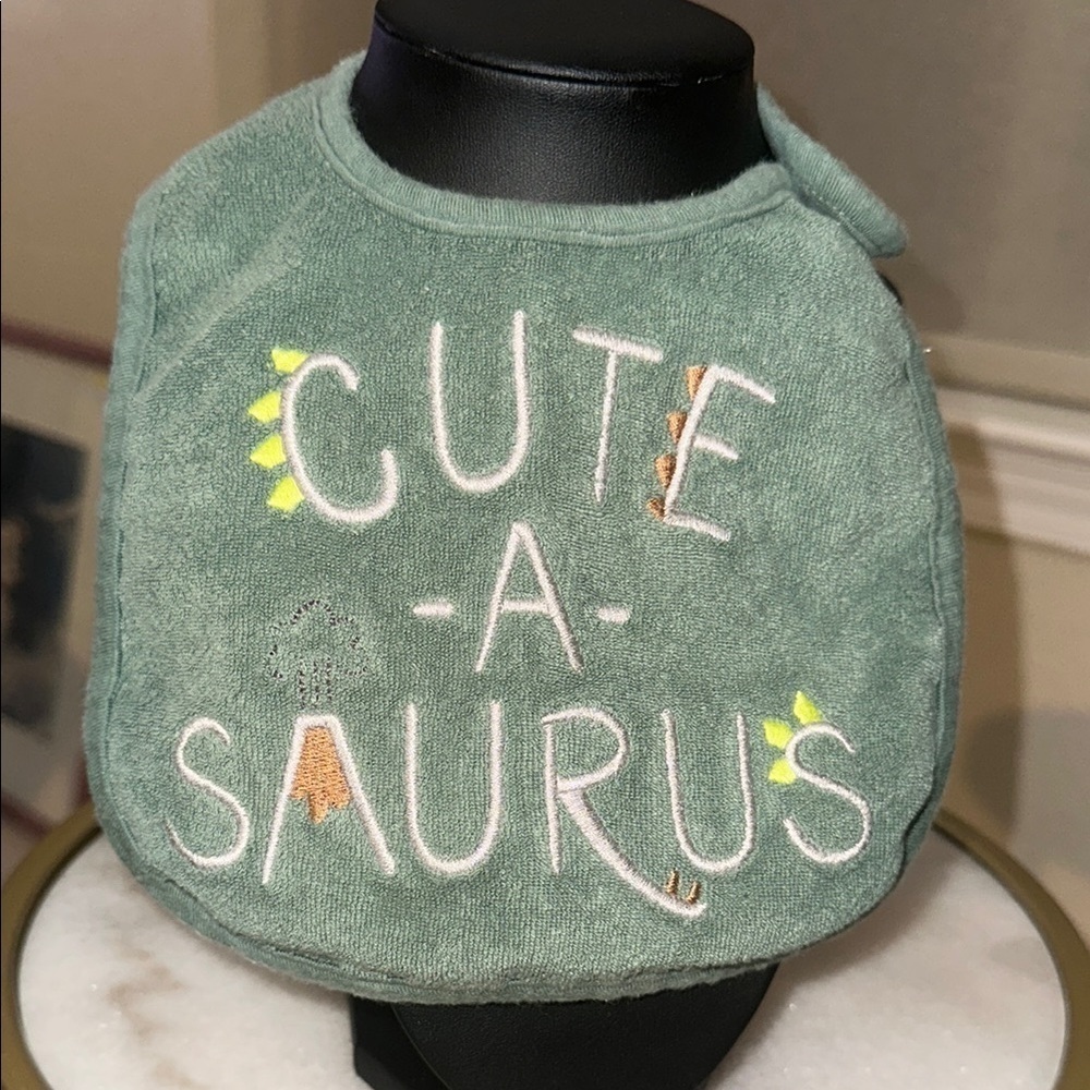 3/$25 Green 'Cute-a-saurus' Baby Bib - Carter’s Infant 100% Cotton